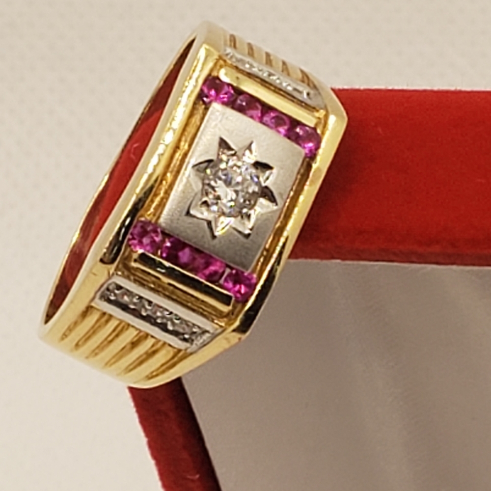 GOLD - 14K Yellow Gold Cubic Zirconia Men size 11